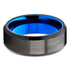 Tungsten Wedding Ring - Blue Tungsten Wedding Ring - Gunmetal Tungsten Ring - Black