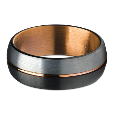 Tungsten Wedding Ring - Black Wedding Ring - Copper Ring - Gray Wedding Ring