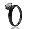 Black Solitaire Wedding Ring - CZ Wedding Ring - Titanium Wedding Ring - Engagement Ring