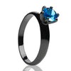 Aquamarine Wedding Ring - Gunmetal Wedding Ring - Solitaire Wedding Ring - Titanium Ring
