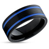 Black Tungsten Wedding Band - Blue Tungsten Ring - Men's Wedding Band - 8mm