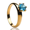 Yellow Gold Solitaire Wedding Ring - Aquamarine Wedding Ring - Solitaire Ring - Anniversary Ring