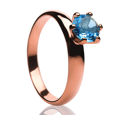 Aquamarine Wedding Ring - Rose Gold Ring - Titanium Wedding Ring - CZ Wedding Ring