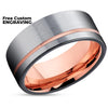 Rose Gold Tungsten Ring - Brush - Tungsten Wedding Band - Black Tungsten - 18k