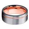 Rose Gold Tungsten Ring - Brush - Tungsten Wedding Band - Black Tungsten - Clean Casting Jewelry