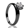 Solitaire Ring - CZ Wedding Ring - Gunmetal Ring - Ladies Solitaire Wedding Ring - Anniversary Ring