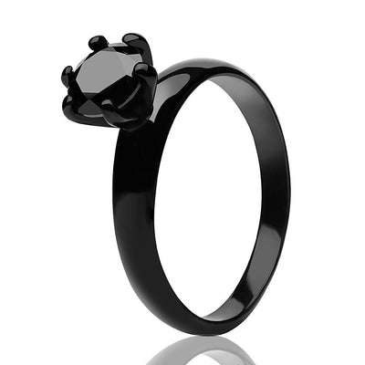 Black Solitaire Ring - Solitaire Wedding Ring - Engagement Ring - Black Wedding Ring - Black CZ