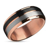 Black Wedding Band - Rose Gold Wedding Ring - Black Tungsten Ring - Rose Gold Band