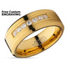 Man's Wedding Ring - Yellow Gold Tungsten Ring - Engagement Ring - Tungsten Carbide Ring