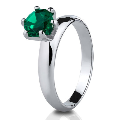 Solitaire Wedding Ring - Emerald Wedding Ring - Solitaire Wedding Ring - Titanium Ring - Silver
