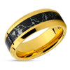 Black Turquoise Wedding Ring - Yellow Gold Tungsten Ring - Wedding Ring - Turquoise Ring