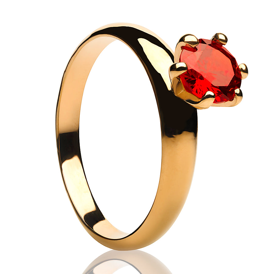 Ruby Solitaire Wedding Ring - Rose Gold Wedding Ring - Solitaire Ring - Ladies Ring - CZ Ring