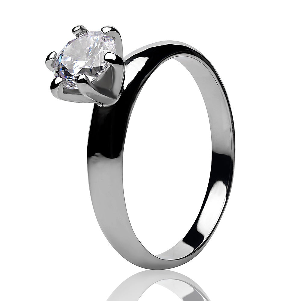 Titanium Wedding Ring - Solitaire Wedding Ring - CZ Wedding Ring - White Diamond Ring - Engagement