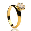 Yellow Gold Solitaire Ring - White CZ Ring - Solitaire Wedding Ring - Ladies Solitaire Ring
