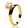 Yellow Gold Solitaire Ring - White CZ Ring - Solitaire Wedding Ring - Ladies Solitaire Ring