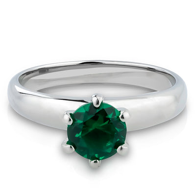 Solitaire Wedding Ring - Emerald Wedding Ring - Solitaire Wedding Ring - Titanium Ring - Silver