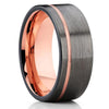 Gunmetal Wedding Ring - Rose Gold Wedding Band - Tungsten Wedding Band - Ring