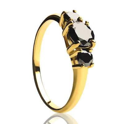 Black Diamond Wedding Ring - Solitaire Wedding Ring - Yellow Gold Ring - Solitaire Ring