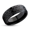 Black Tungsten Ring - 8mm Wedding Ring - Hammered Black Tungsten Ring - Black Wedding Ring