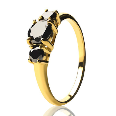 Black Diamond Wedding Ring - Solitaire Wedding Ring - Yellow Gold Ring - Solitaire Ring