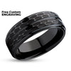 Black Tungsten Ring - 8mm Wedding Ring - Hammered Black Tungsten Ring - Black Wedding Ring