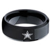 Dallas Cowboys Tungsten Ring - Black Tungsten Ring - Football Wedding Band - Cowboys Ring