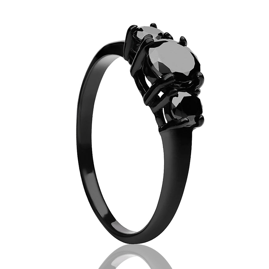 Black Solitaire Ring - Solitaire Wedding Ring - Titanium Ring - Black Diamond Ring - CZ Ring