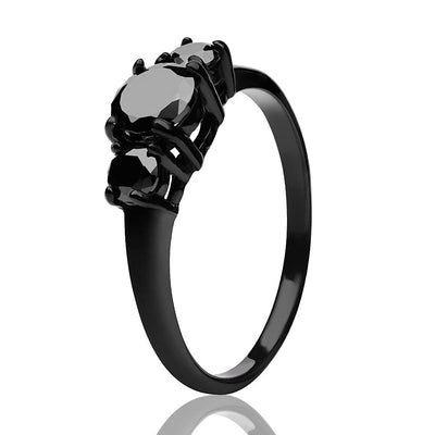 Black Solitaire Ring - Solitaire Wedding Ring - Titanium Ring - Black Diamond Ring - CZ Ring