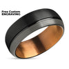 Copper Wedding Ring - Espresso Wedding Band - Black Tungsten Ring - Engagement