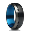 Gunmetal Wedding Ring - Black Tungsten Ring - Blue Wedding Ring - Black Wedding Ring