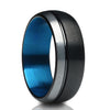 Blue Wedding Ring - Black Wedding Band - Tungsten Wedding Band - Black Band