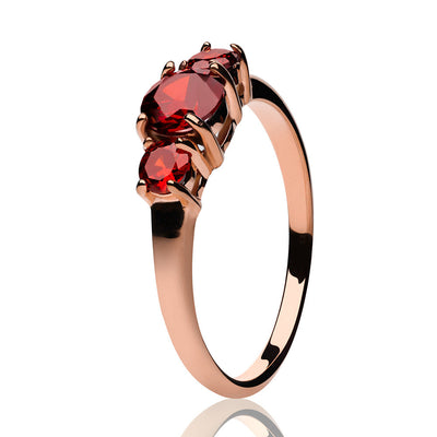 Solitaire Wedding Ring - Ruby Wedding Ring - Rose Gold - Titanium Ring - Anniversary Ring