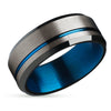 Gunmetal Tungsten Wedding Band - Black Wedding Ring - Blue Wedding Ring - Band
