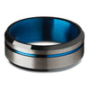 Gunmetal Tungsten Wedding Band - Black Wedding Ring - Blue Wedding Ring - Band