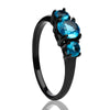Aquamarine Wedding Ring - Titanium Wedding Ring - Solitaire Wedding Ring - Black Titanium