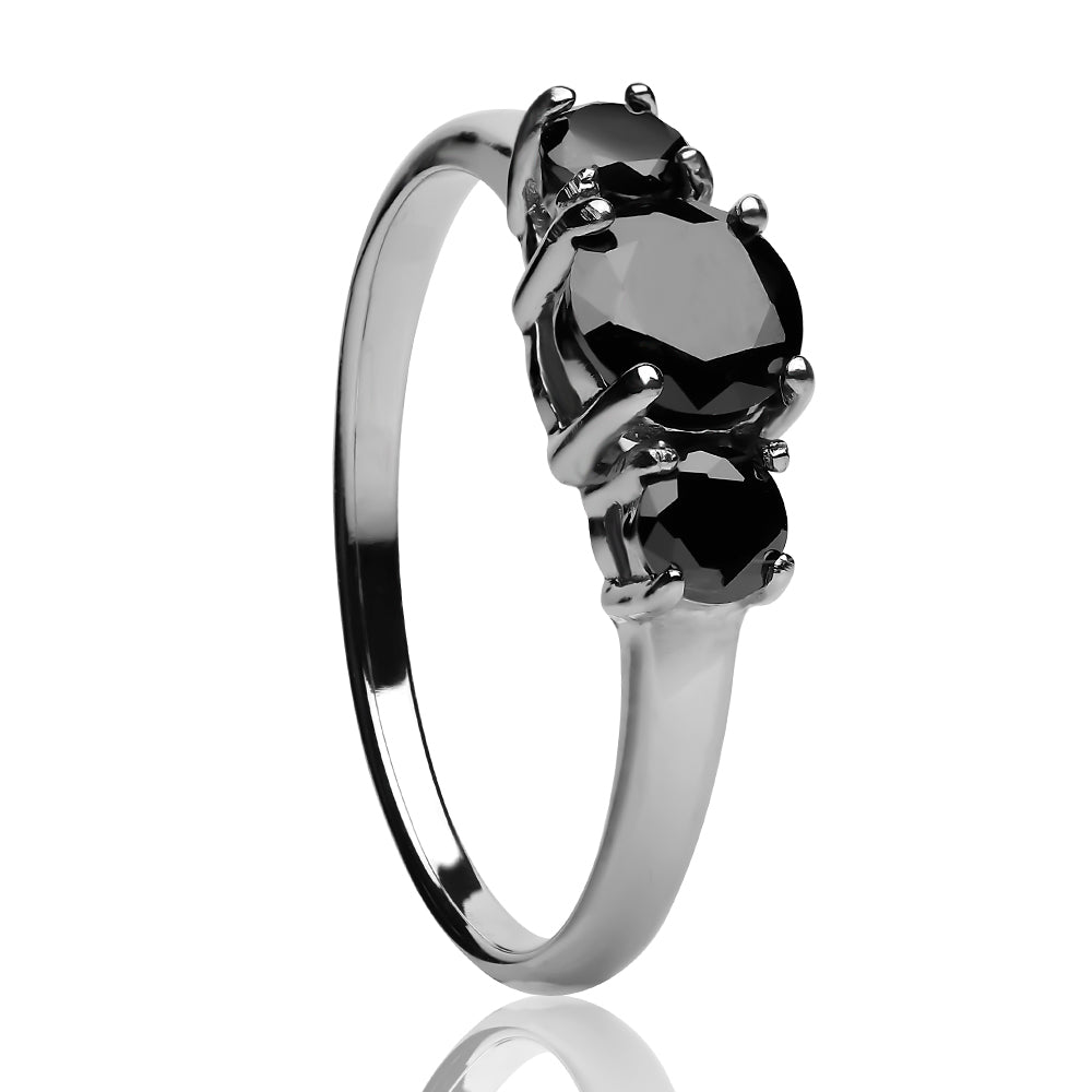 Black Diamond Wedding Ring - Titanium Wedding Ring - Solitaire Wedding Ring - Engagement Ring