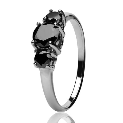 Black Diamond Wedding Ring - Titanium Wedding Ring - Solitaire Wedding Ring - Engagement Ring