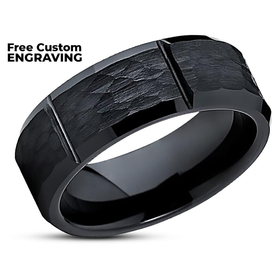 Zirconium Wedding Ring - Black Wedding Ring - Black Zirconium Ring - Wedding Ring - Engagement Ring