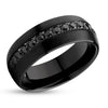 Black Tungsten Wedding Ring - Black CZ Wedding Ring - Man's Wedding Ring - Tungsten Carbide