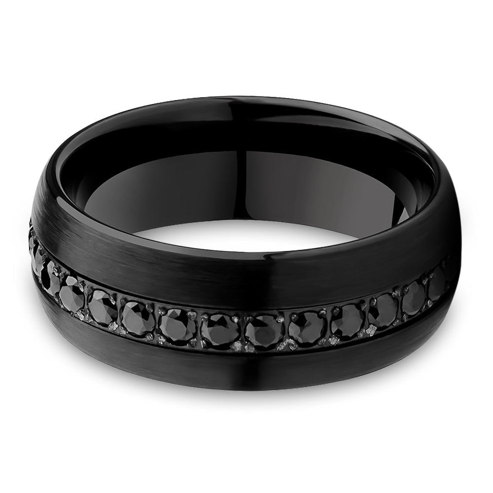Black Tungsten Wedding Ring - Black CZ Wedding Ring - Man's Wedding Ring - Tungsten Carbide