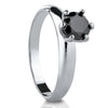 Black CZ Wedding Ring - Solitaire Wedding Ring - Titanium Wedding Ring - Ladies Ring