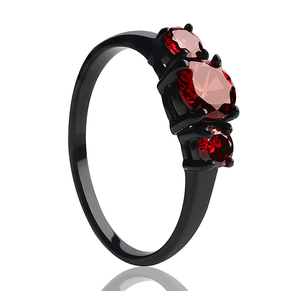 Solitaire Wedding Ring - Ruby Wedding Ring - Black Solitaire Ring - Black Wedding Ring
