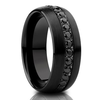Black Tungsten Wedding Ring - Black CZ Wedding Ring - Man's Wedding Ring - Tungsten Carbide