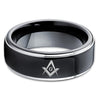 Masonic Tungsten Ring - Black Tungsten Wedding Band - Tungsten Wedding Band - Black Ring