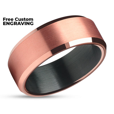 Matte Finished Wedding Ring - Rose Gold Tungsten Ring - Rose Gold Wedding Ring
