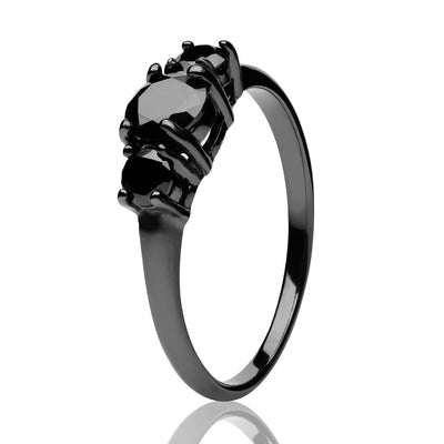 Black Diamond Solitaire Ring - Titanium Wedding Ring - Gunmetal Ring - Solitaire Ring
