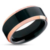 Black Wedding Ring - Rose Gold Wedding Band - Tungsten Wedding Band - Shiny Ring