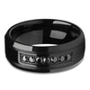 8MM Black Wedding Ring - Black Tungsten Ring - Tungsten Wedding Band - CZ Ring