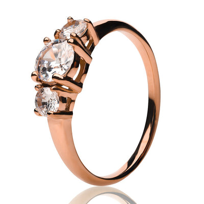 White Diamond Solitaire Ring - Rose Gold Ring - Solitaire Wedding Ring - Ladies CZ Ring