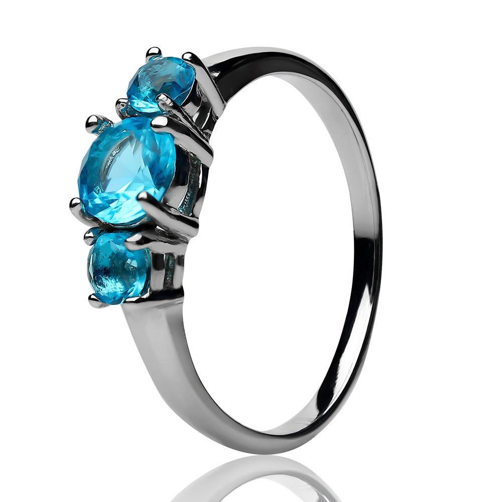 Aquamarine Wedding Ring - Silver Ring - Solitaire Wedding Ring - Engagement Ring - Anniversary